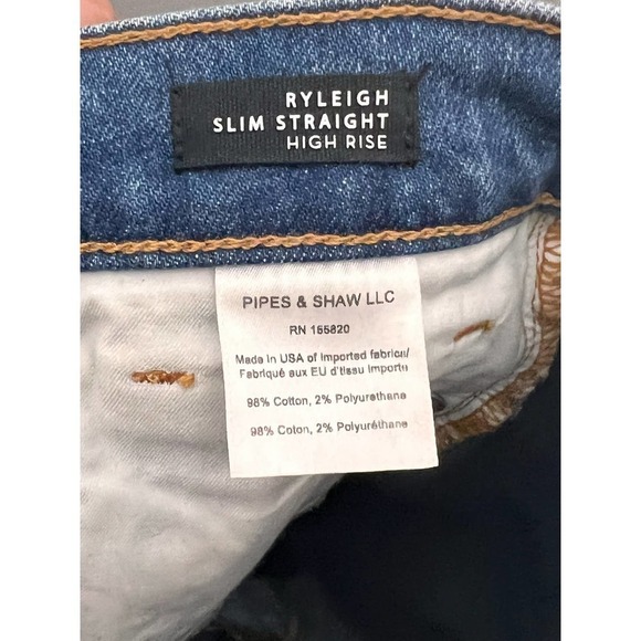 Veronica Beard Ryleigh High Rise Slim Straight Patched Jeans Blue Inseam 28” - Picture 14 of 14